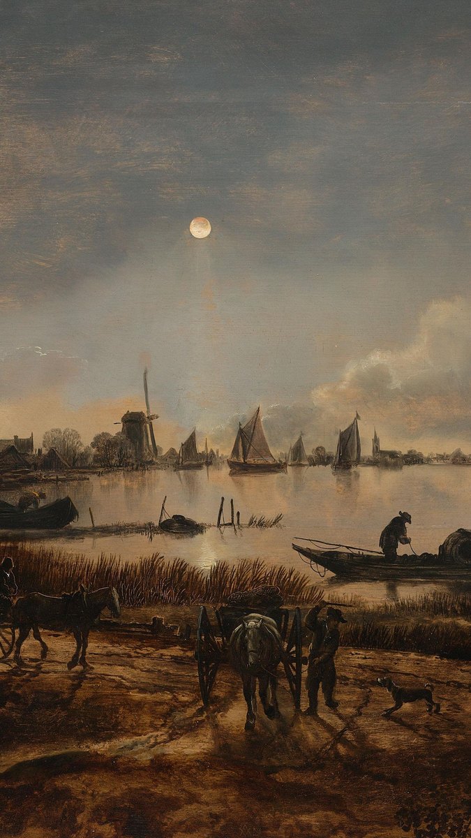 River View by Moonlight by Aert van der Neer